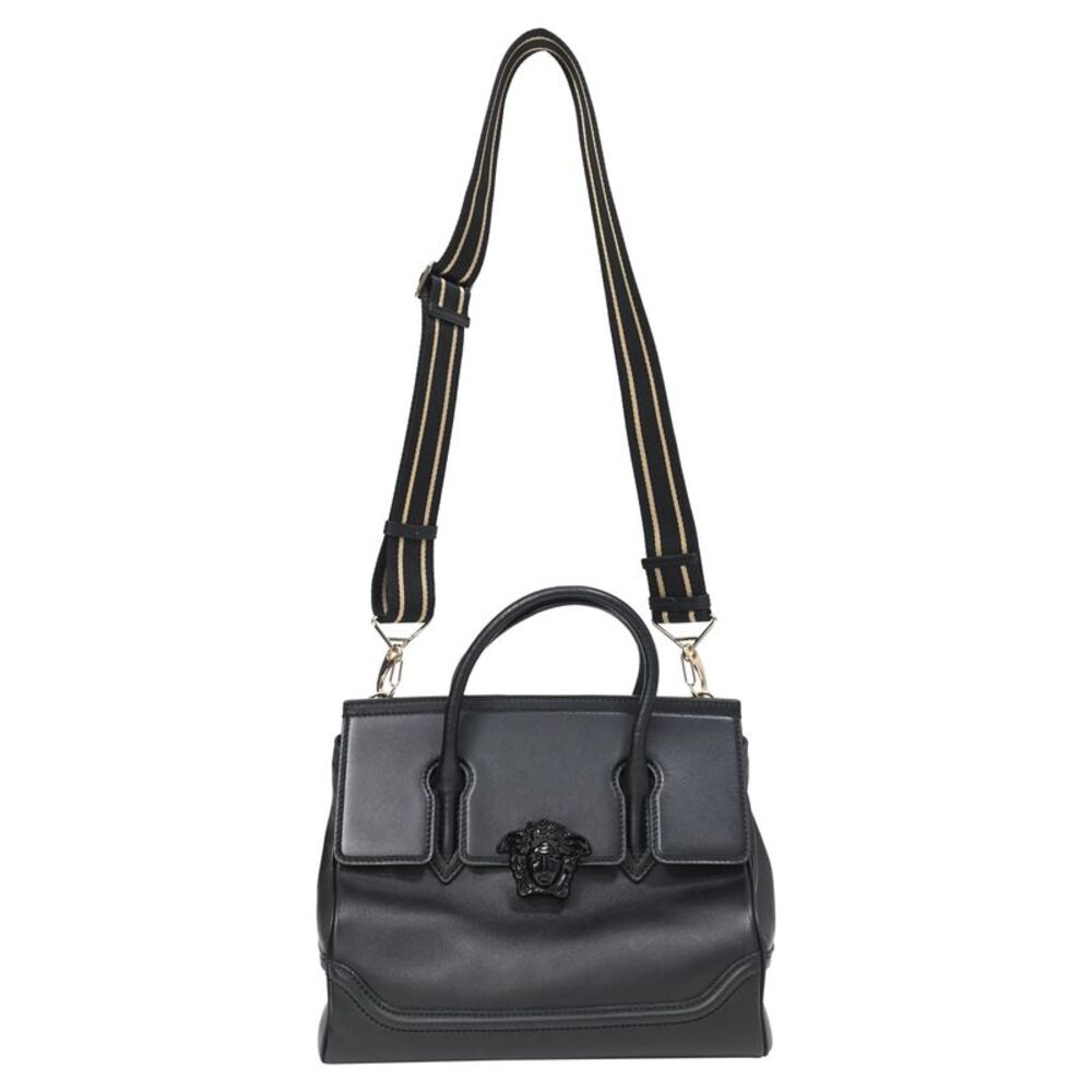 Versace Palazzo Empire Handle Bag in Black Leather